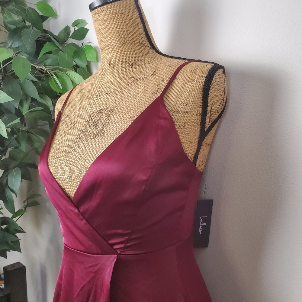 NEW Lulus Burgundy Holly Evening Gown Women's Size XS - Picture 4 of 12